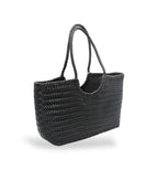 Carmel - Borsa a spalla in vera pelle a forma di U intrecciata a mano Nera