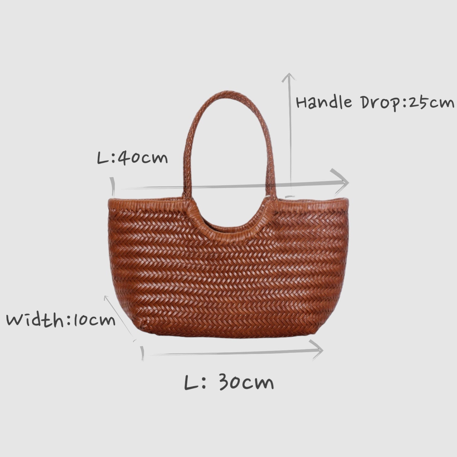 Carmel - Genuine Leather U Shape Handwoven Tote Bag Caramel