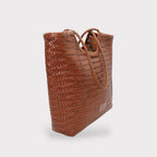 Liv - Borsa Tote in Pelle Intrecciata Fatta a Mano Caramello