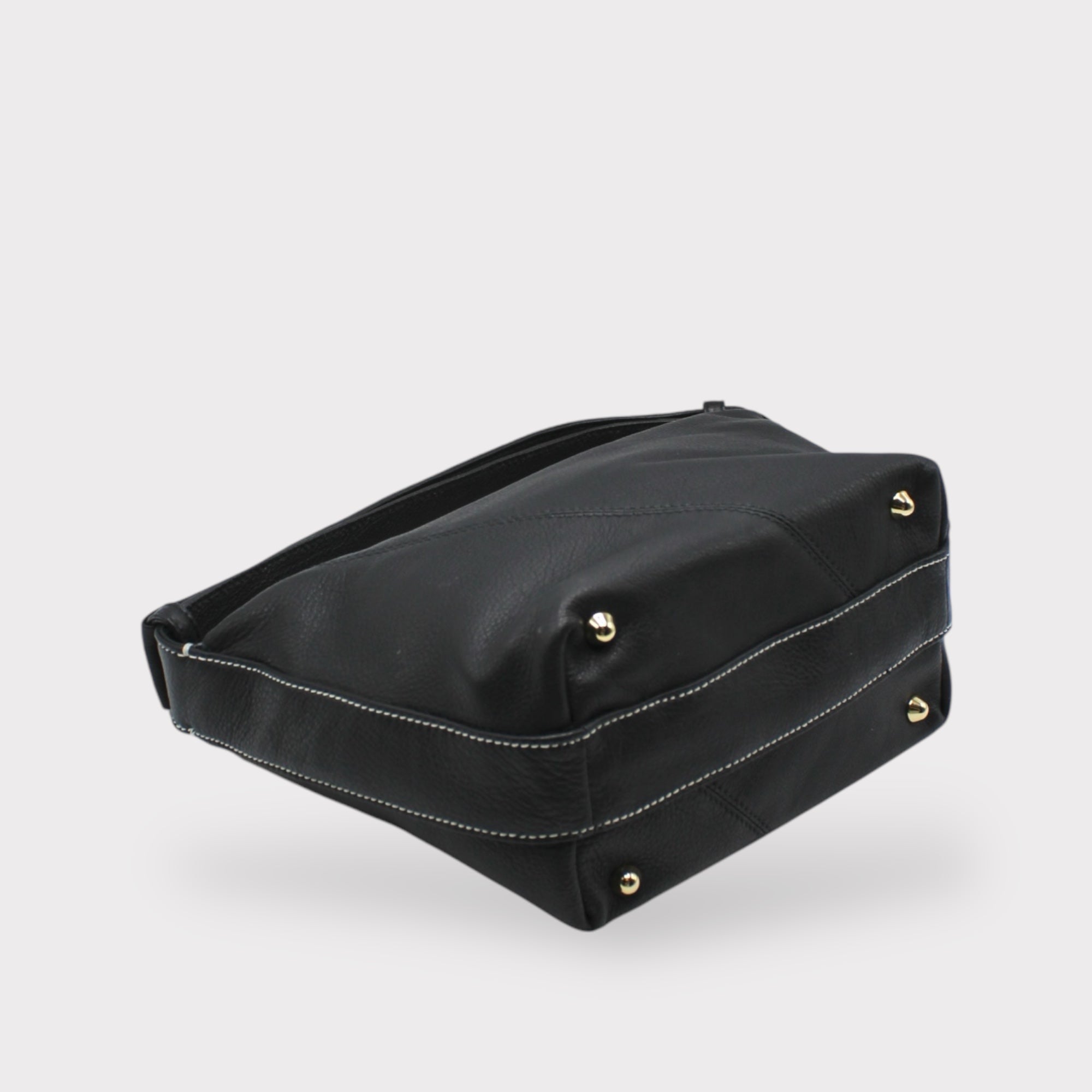 Evy - Genuine Leather Pouch Shoulder Bag Black