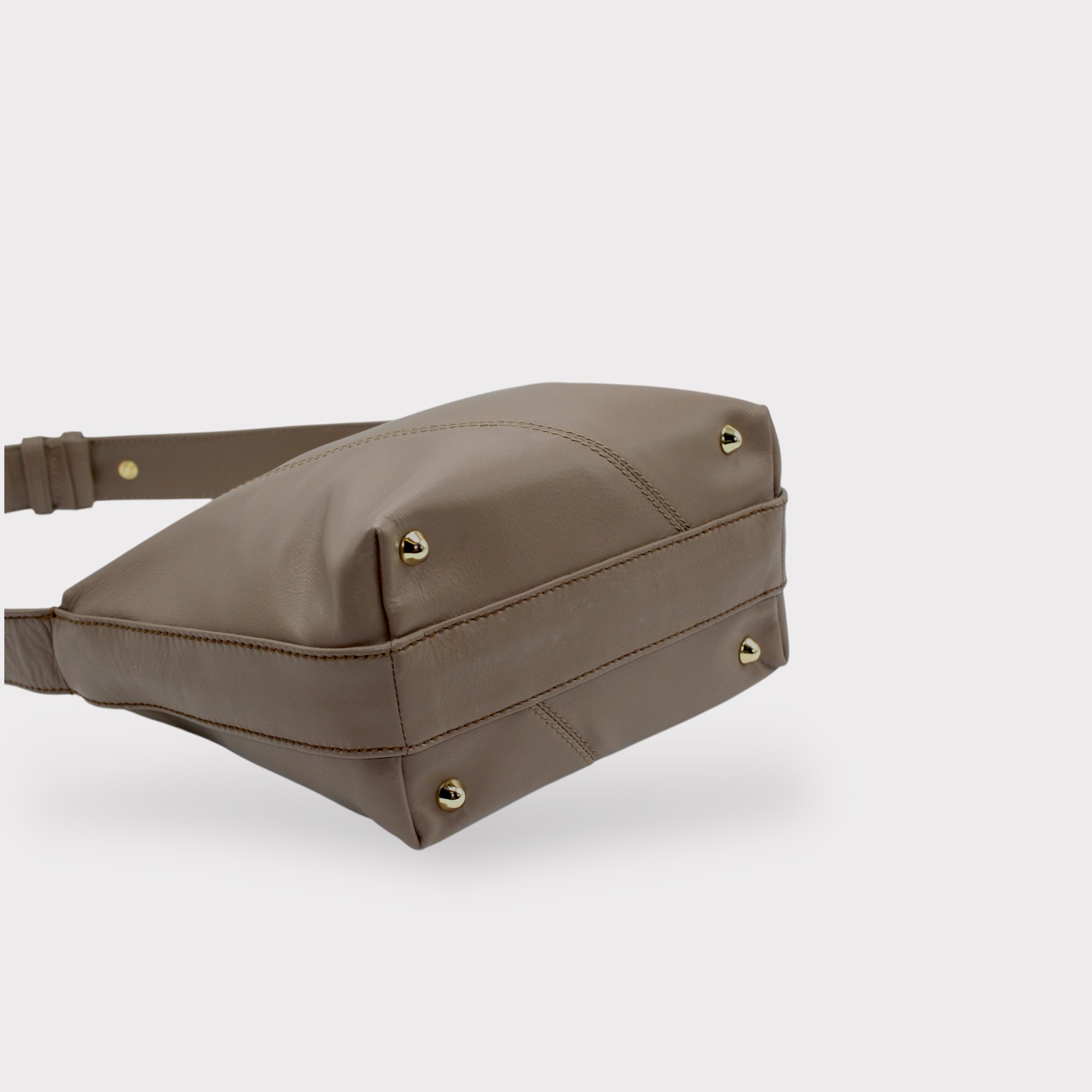 Evy - Borsa a tracolla in vera pelle color tortora