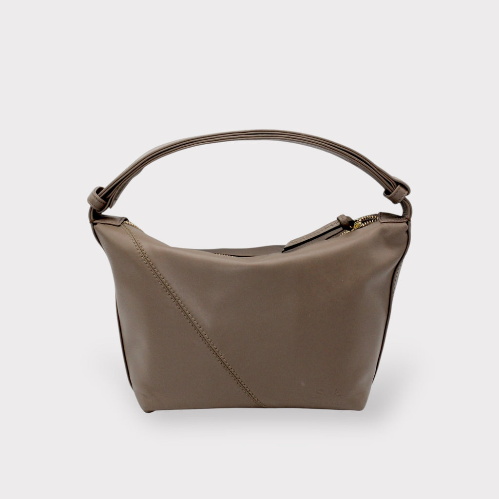 Evy - Borsa a tracolla in vera pelle color tortora