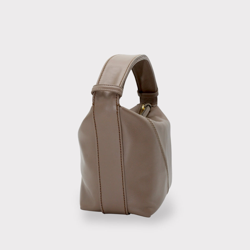 Evy - Borsa a tracolla in vera pelle color tortora