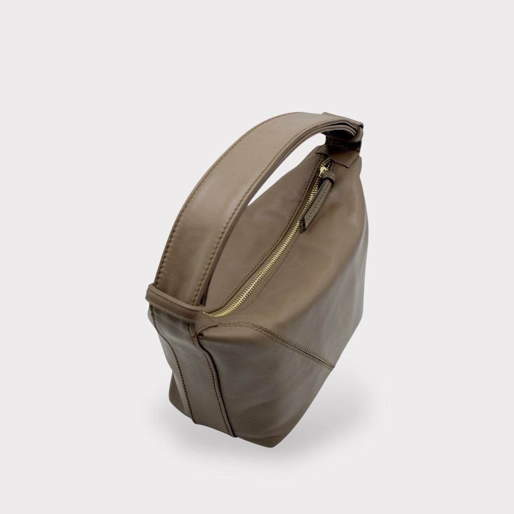 Evy - Borsa a tracolla in vera pelle color tortora