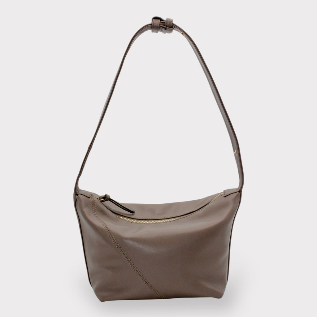 Evy - Borsa a tracolla in vera pelle color tortora