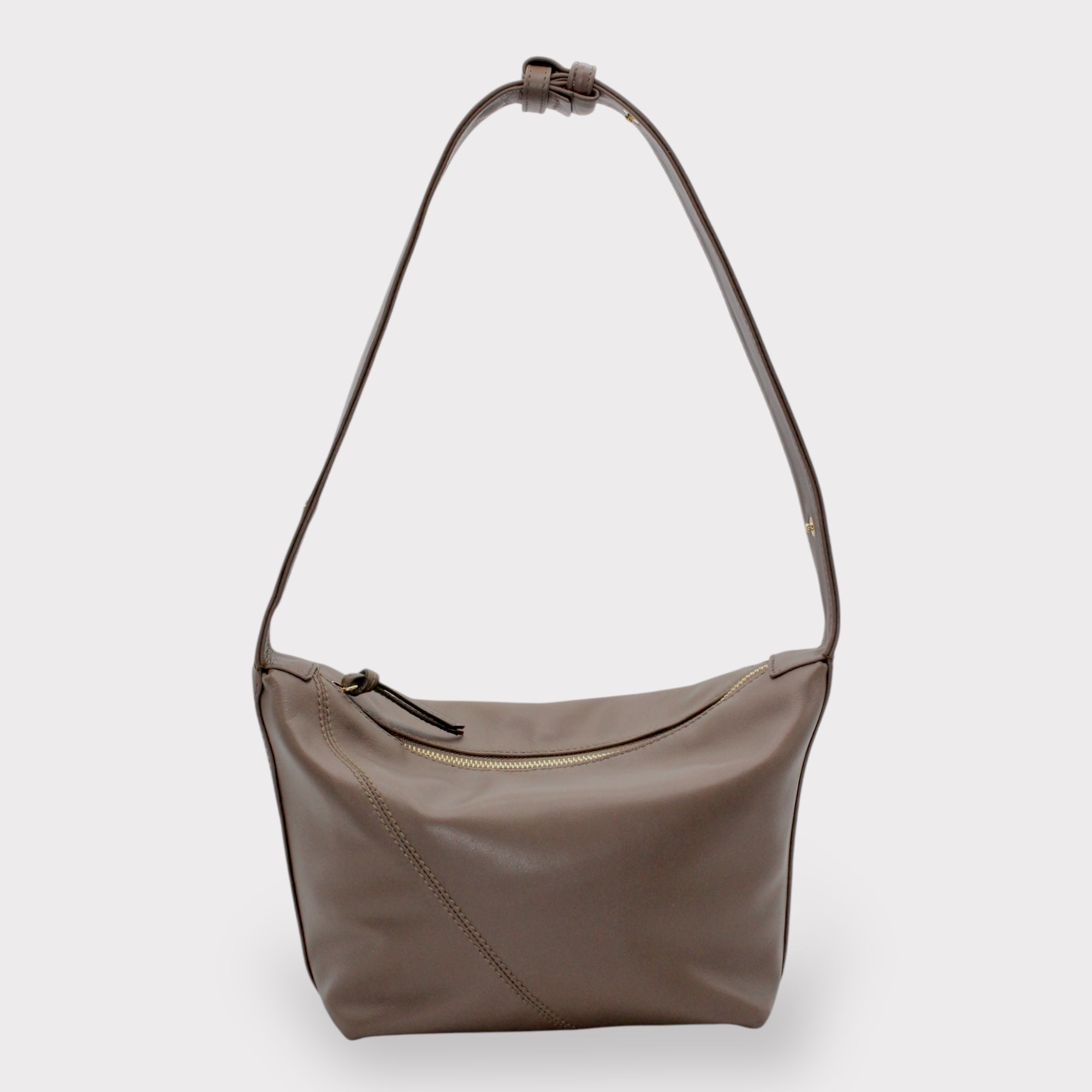 Evy - Borsa a tracolla in vera pelle color tortora