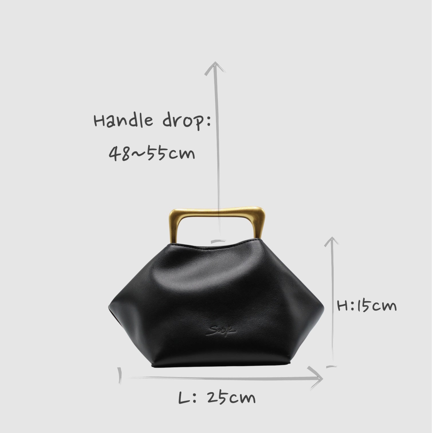 Sora - Metallic Handheld Bag Shoulder Bag Black