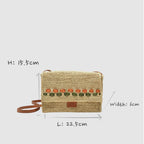 Zera - Borsa Messenger Fatta a Mano in Raffia Naturale Verde Pastello e Ambra