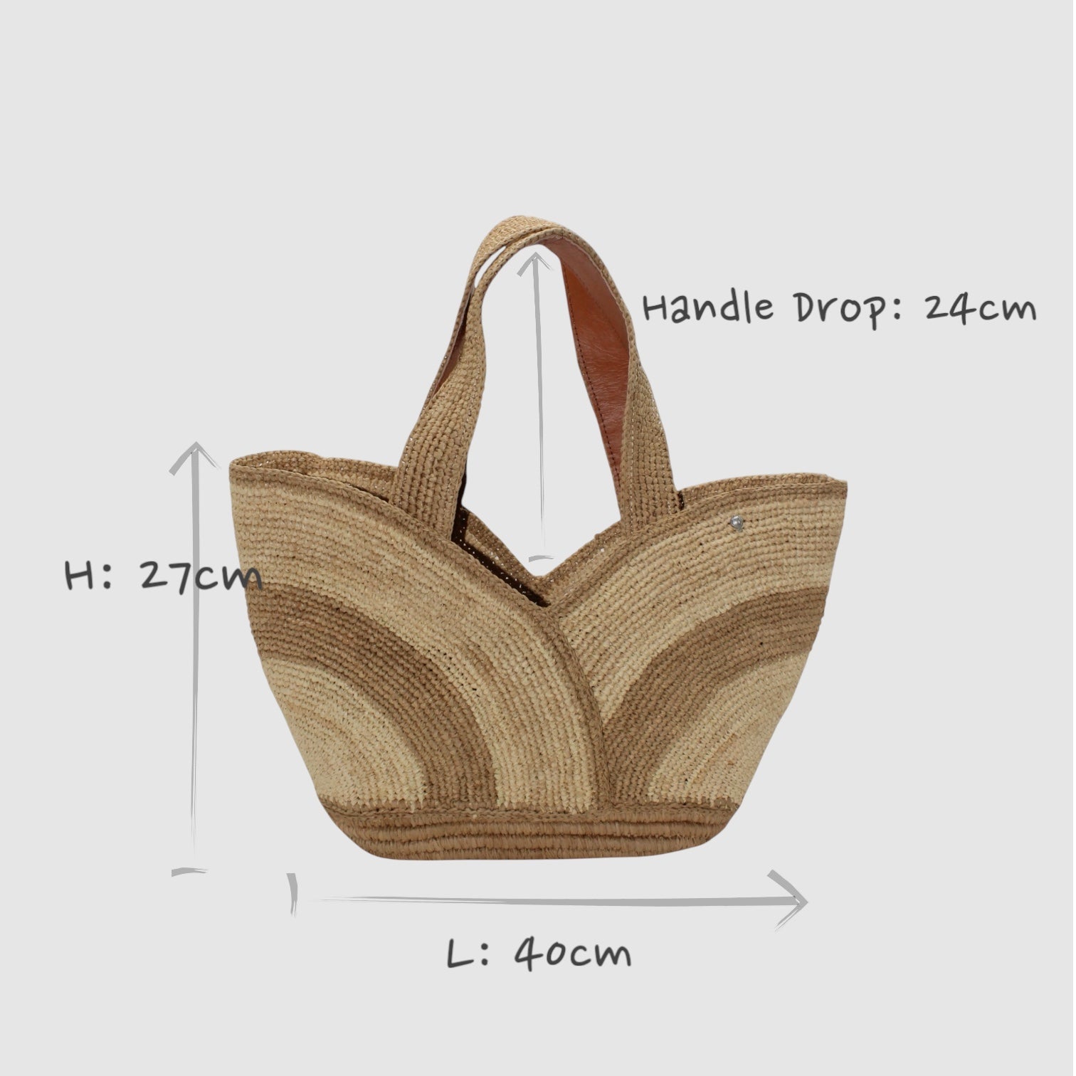 Yasmin - Handmade Natural Raffia Tulip Tote Bag Natural Color