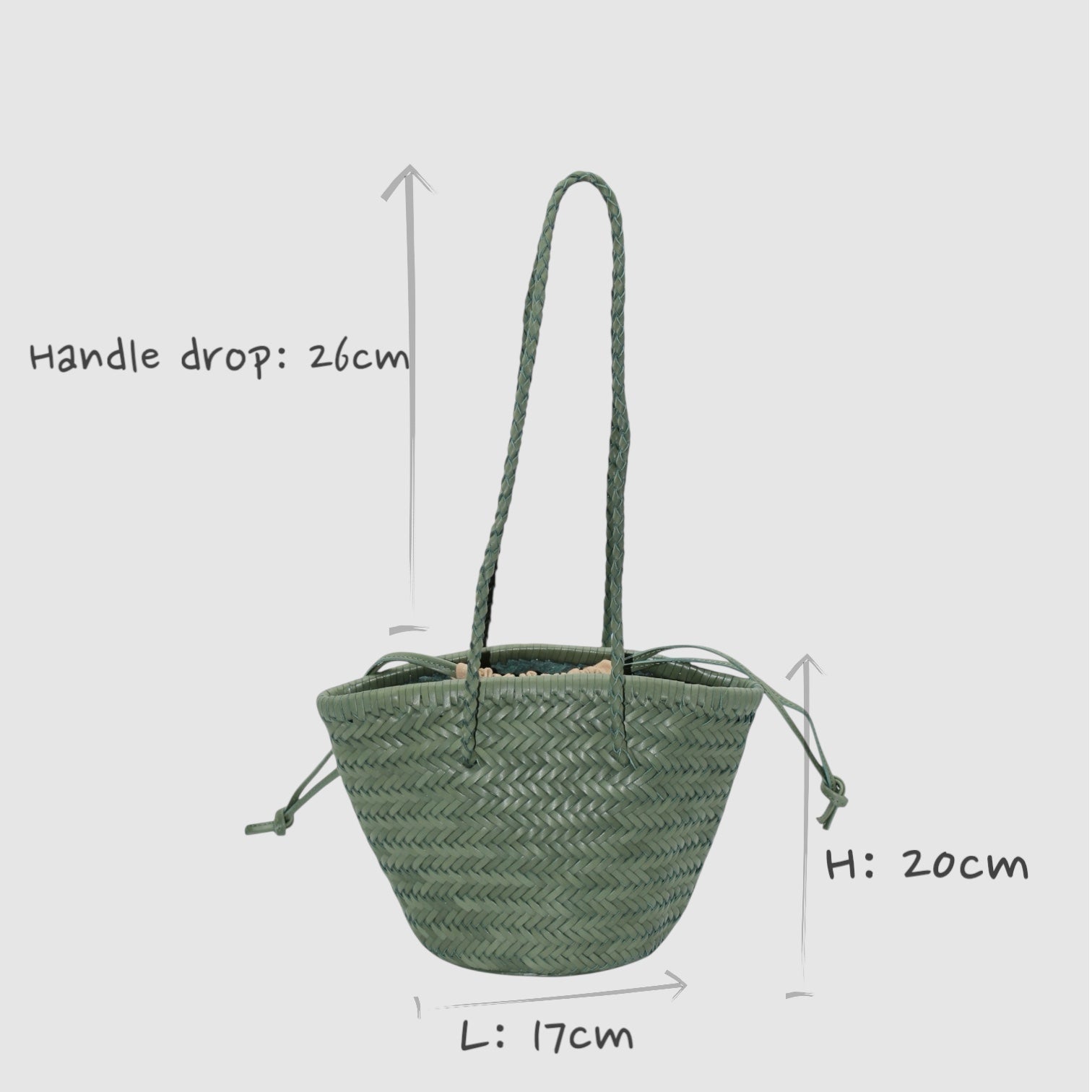 Carmel - Hand Woven Top Grain Leather Bucket Bag Rose Mary