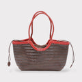 Carmel - Handwoven Bicolor Tote Bag Retro Red & Coffee