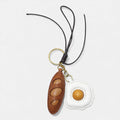 Egg and Bread - Handmade Grain Leather Bag Charm Key Holder