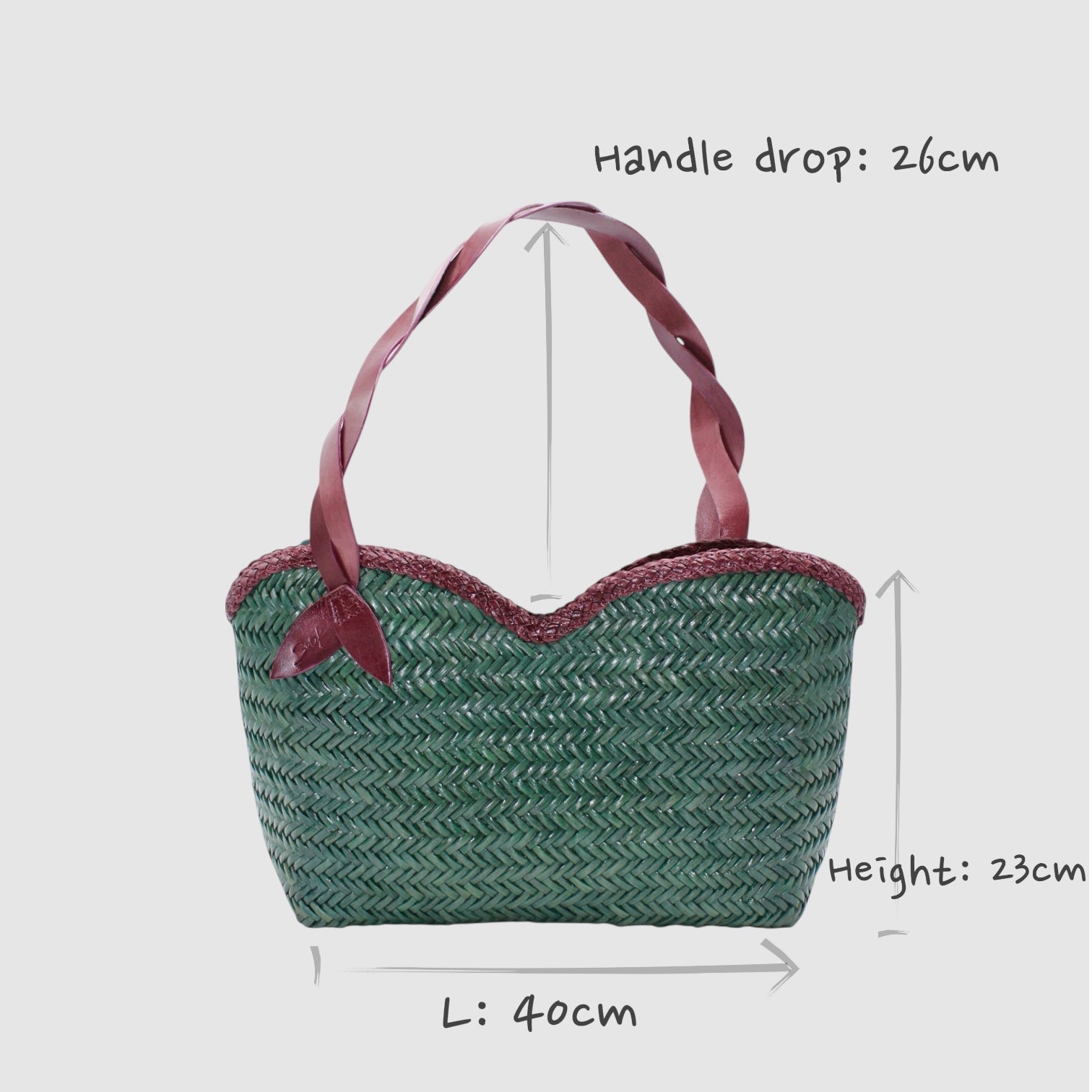 Léafa - Handwoven Artisan Shoulder Bag Burgundy & Green