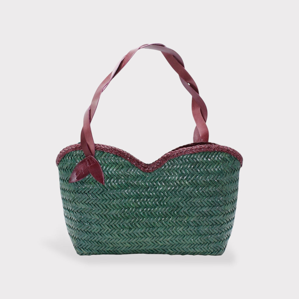 Léafa - Handwoven Artisan Shoulder Bag Burgundy & Green