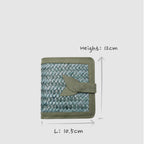 Lumi - Handwoven Leather Short Wallet Avocado & Teal
