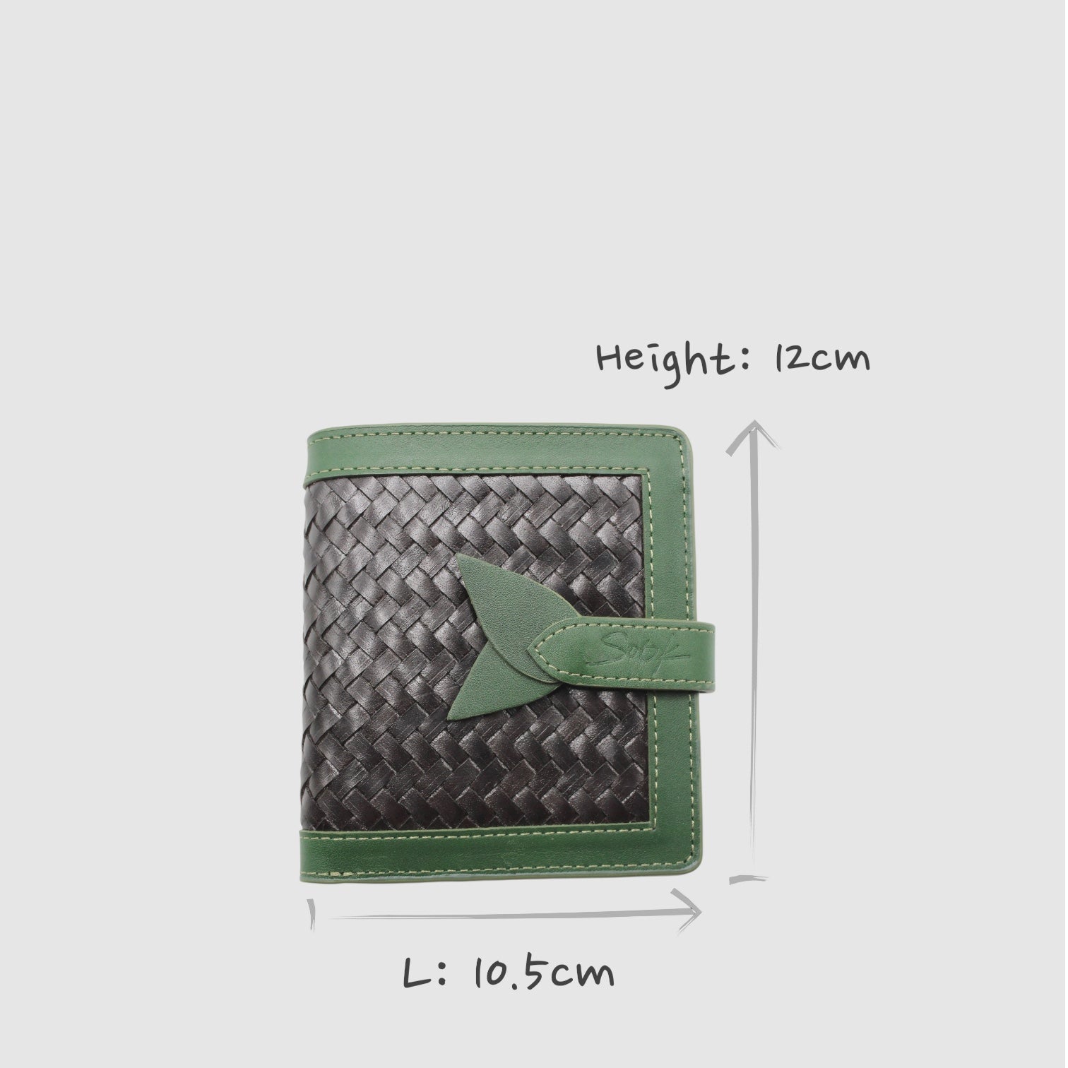 Lumi - Portafoglio corto in pelle intrecciata Verde e Caffè Scuro