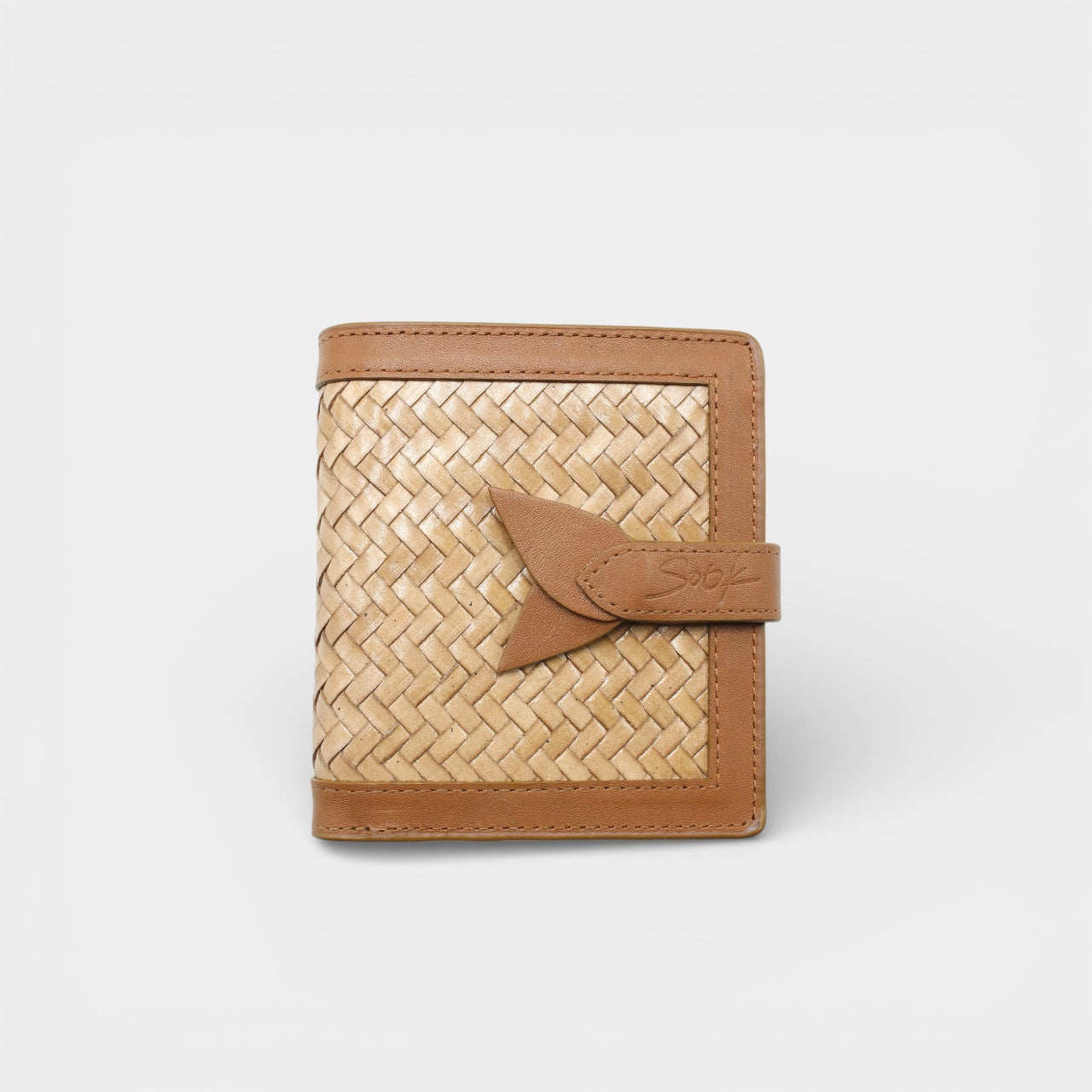 Lumi - Handwoven Leather Short Wallet Brown & Taupe