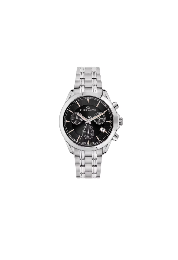 Philip Watch R8273665004 – Swiss Made quartz chronograph, black dial, 41mm case