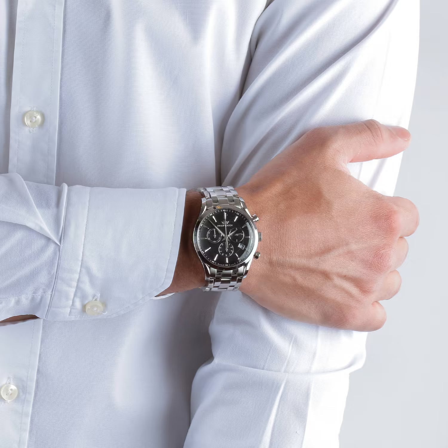 Philip Watch R8273908165 – Cronografo al quarzo Swiss Made, nero Sunray 39mm