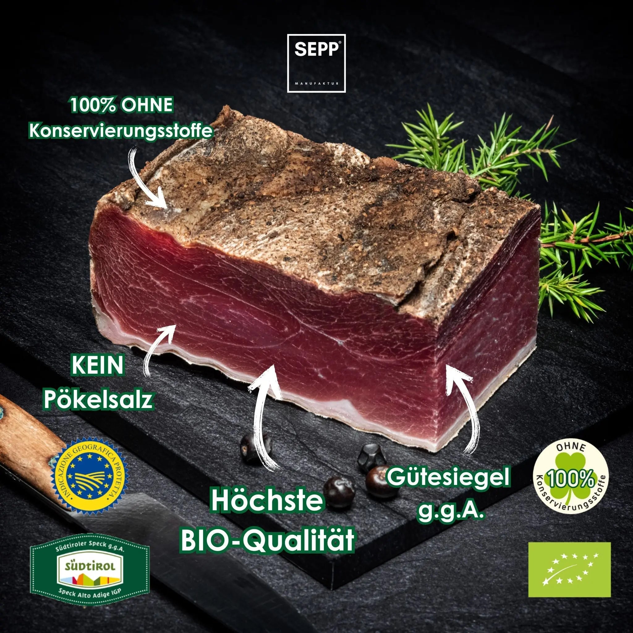 SEPP' Organic South Tyrolean Speck PGI - 'The Core' without Curing Salt 💚