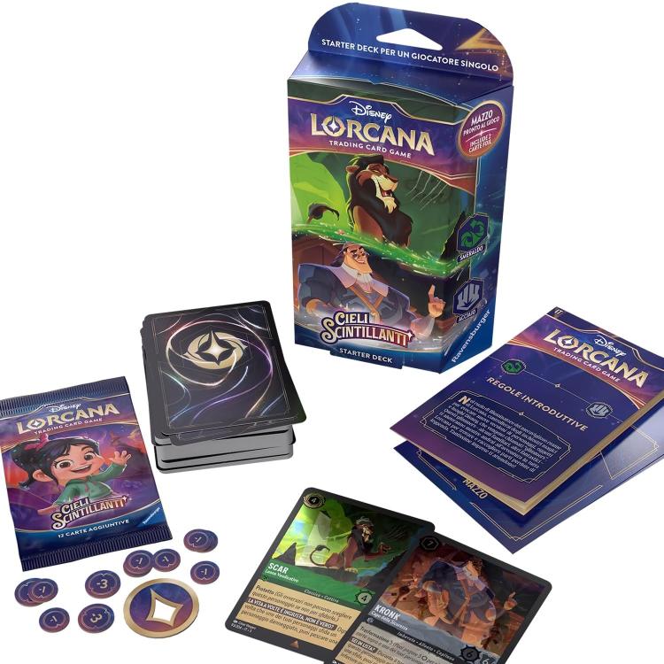 Disney Lorcana "Shimmering Skies" Starter Deck Emerald/Steel TCG Deck Italian