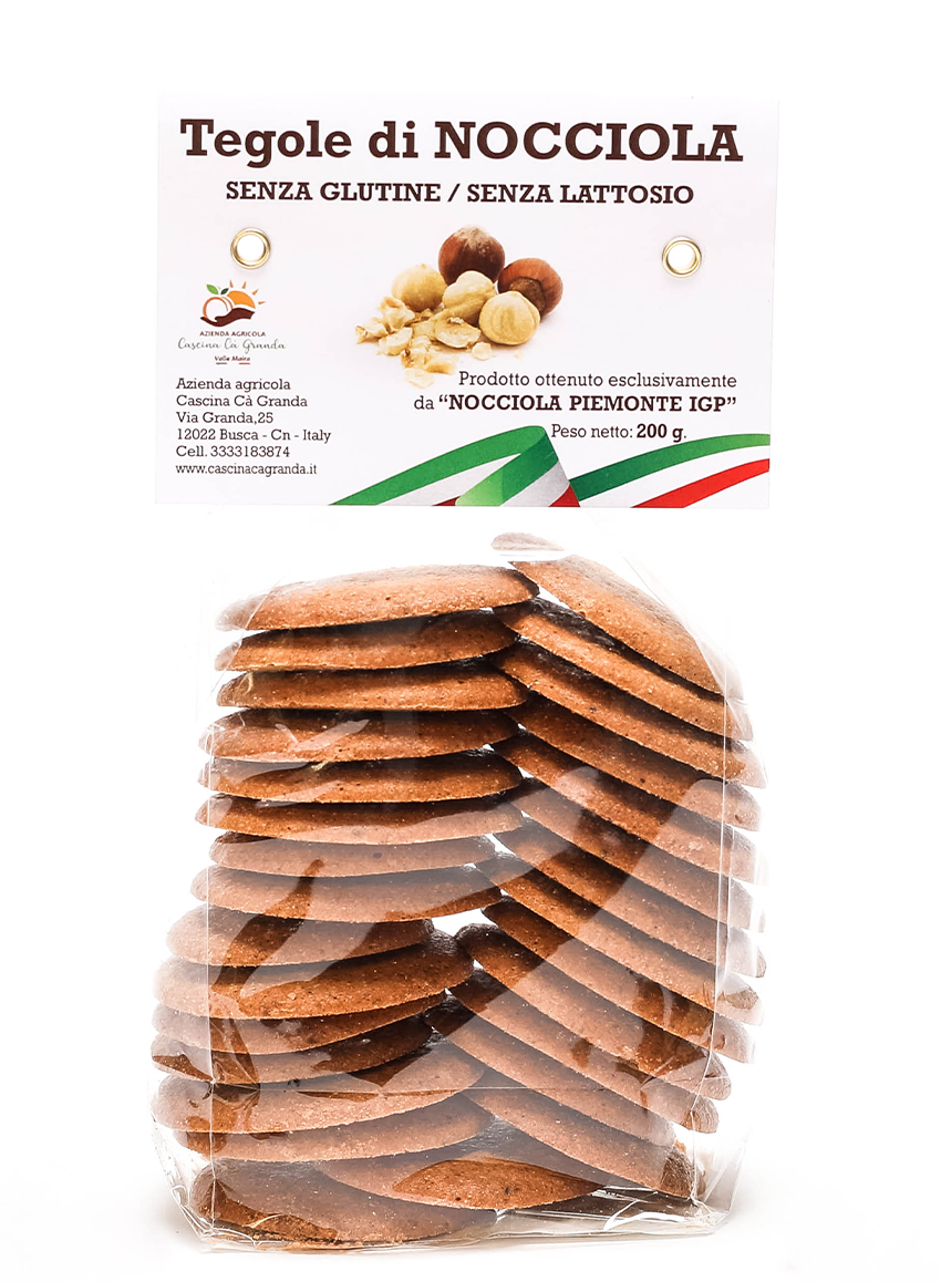 Piedmont PGI Hazelnut Tiles: Crispy, Thin, Uncompromising. Over 50% Hazelnuts, Gluten-Free