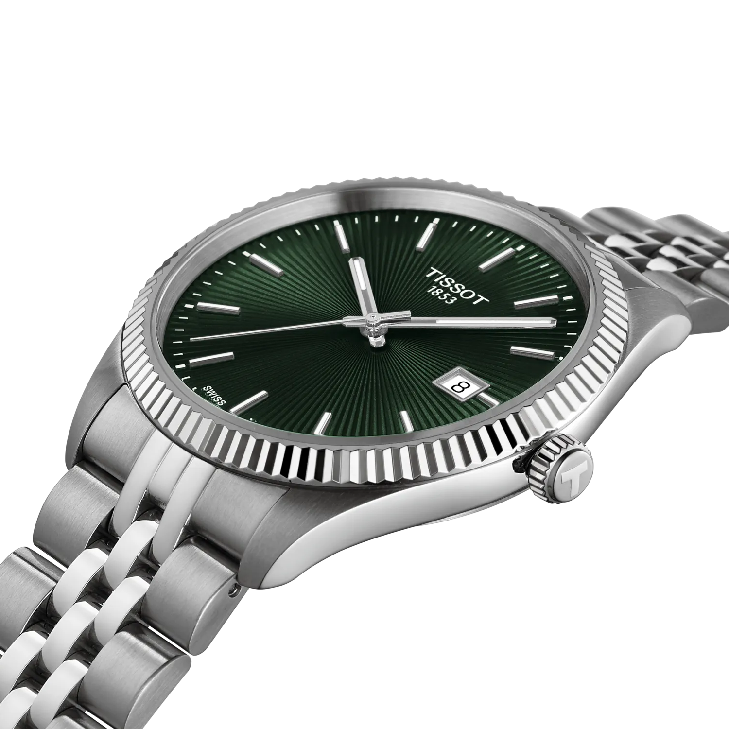 Tissot Ballade 40mm Quartz Men's Watch – Green Dial, Steel Bracelet, Swiss Made – Code T156.410.11.091.00