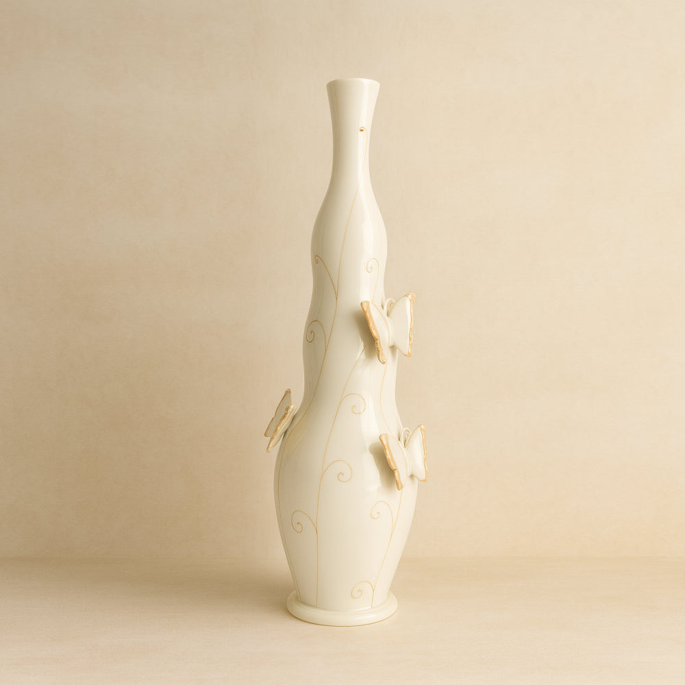 SER Capodimonte – Vaso Farfalle in Porcellana H43 cm