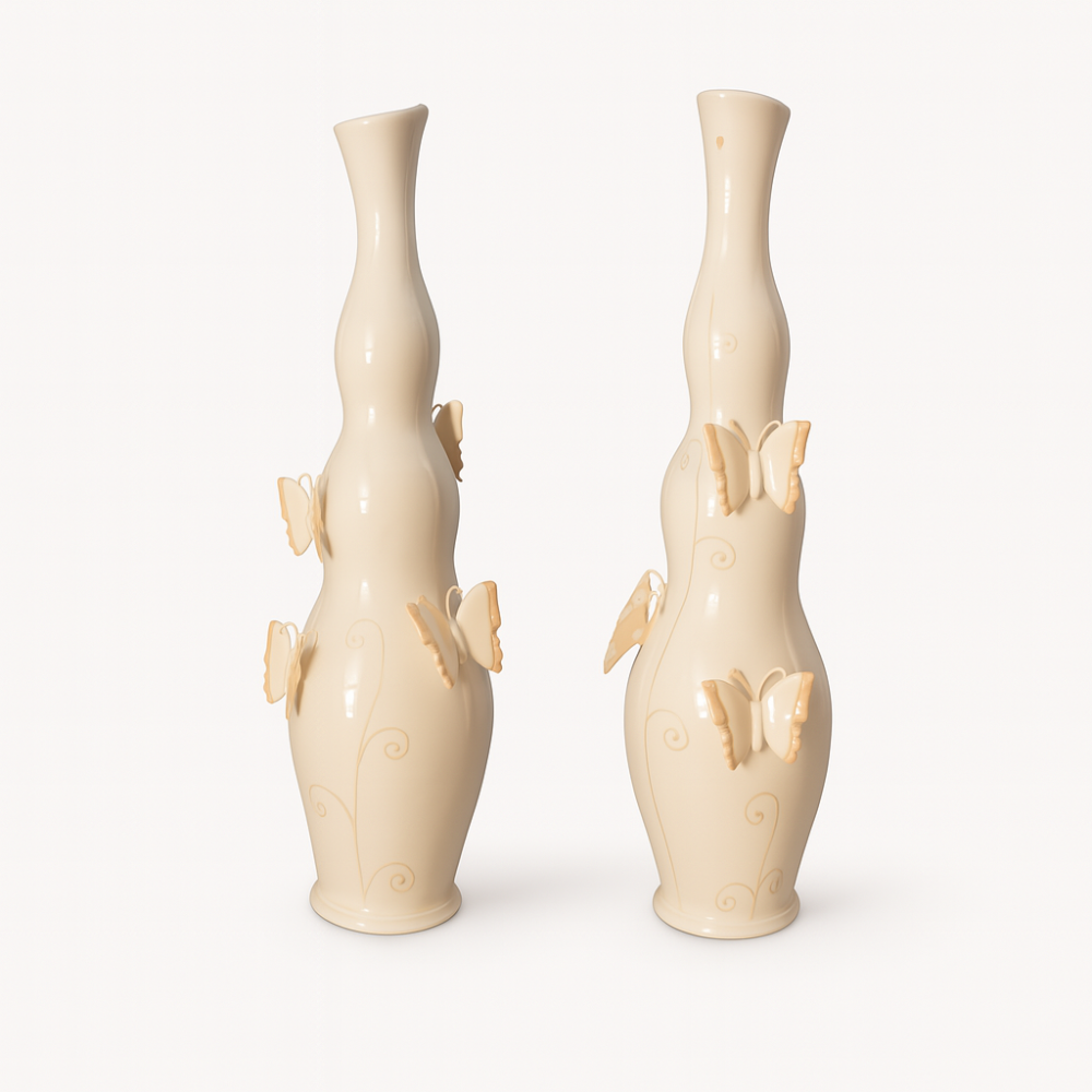 SER Capodimonte – Vaso Farfalle in Porcellana H43 cm