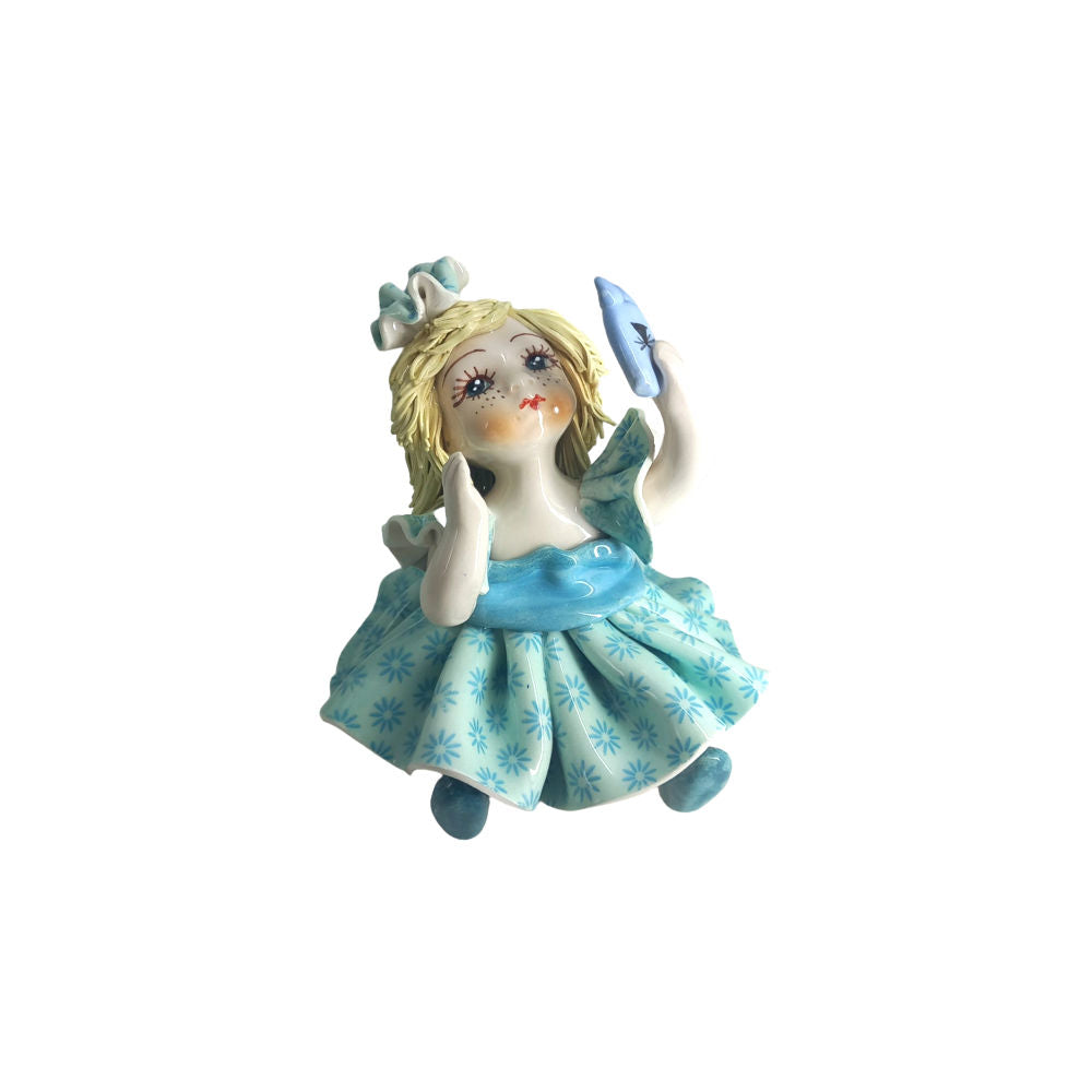 Zampiva Girl with Blue Selfie Ceramic 9x10 cm B00445