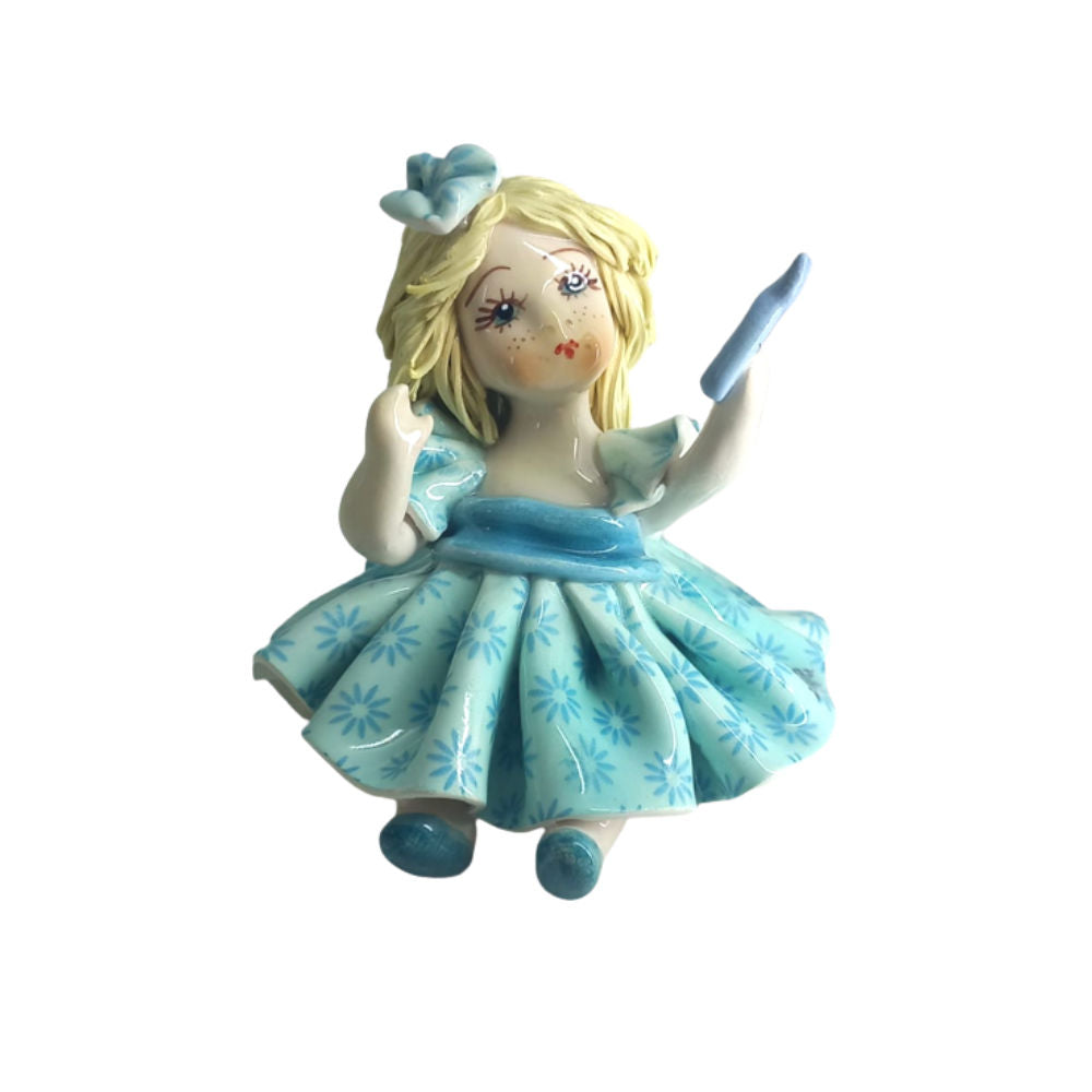 Zampiva Girl Selfie Light Blue Ceramic 20 cm