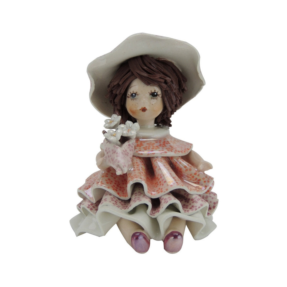 Zampiva Little Lady with Pink Dress Ceramic H 8.5 cm