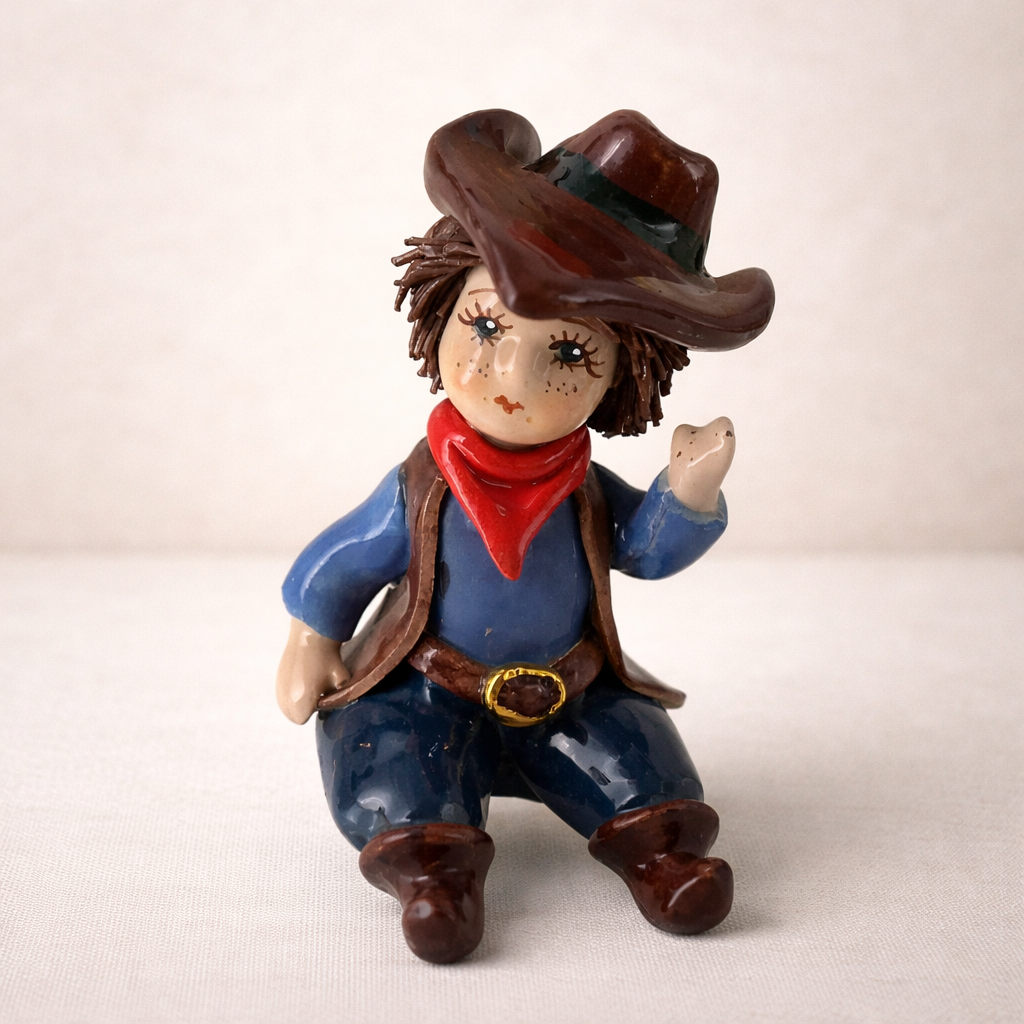 Zampiva Cowboy Hand-Painted Ceramic H 9.5 cm