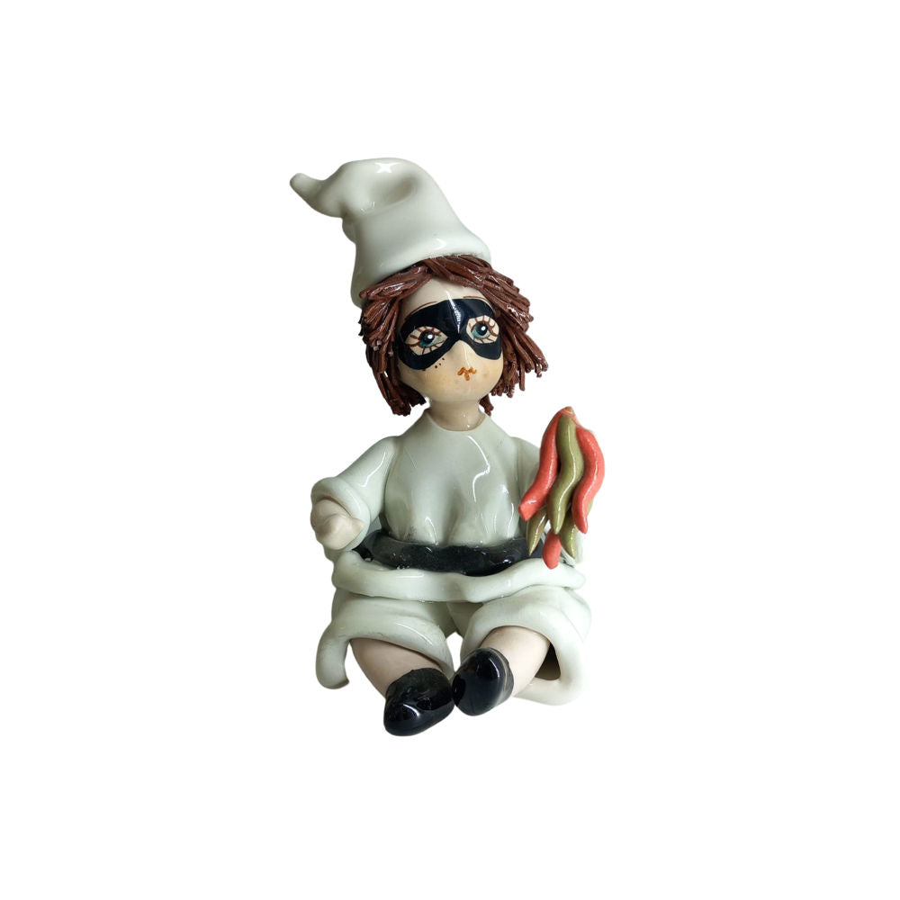 Zampiva Pulcinella Figurine with Chillies Ceramic H 9 cm