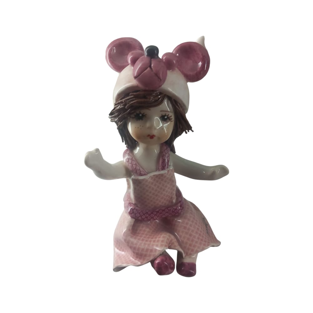 Zampiva Girl with Bear Mask Ceramic H 10 cm