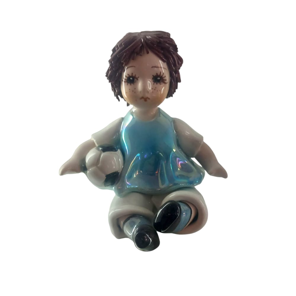 Zampiva Statuina Calciatore Porcellana Artigianale H 9x7 cm