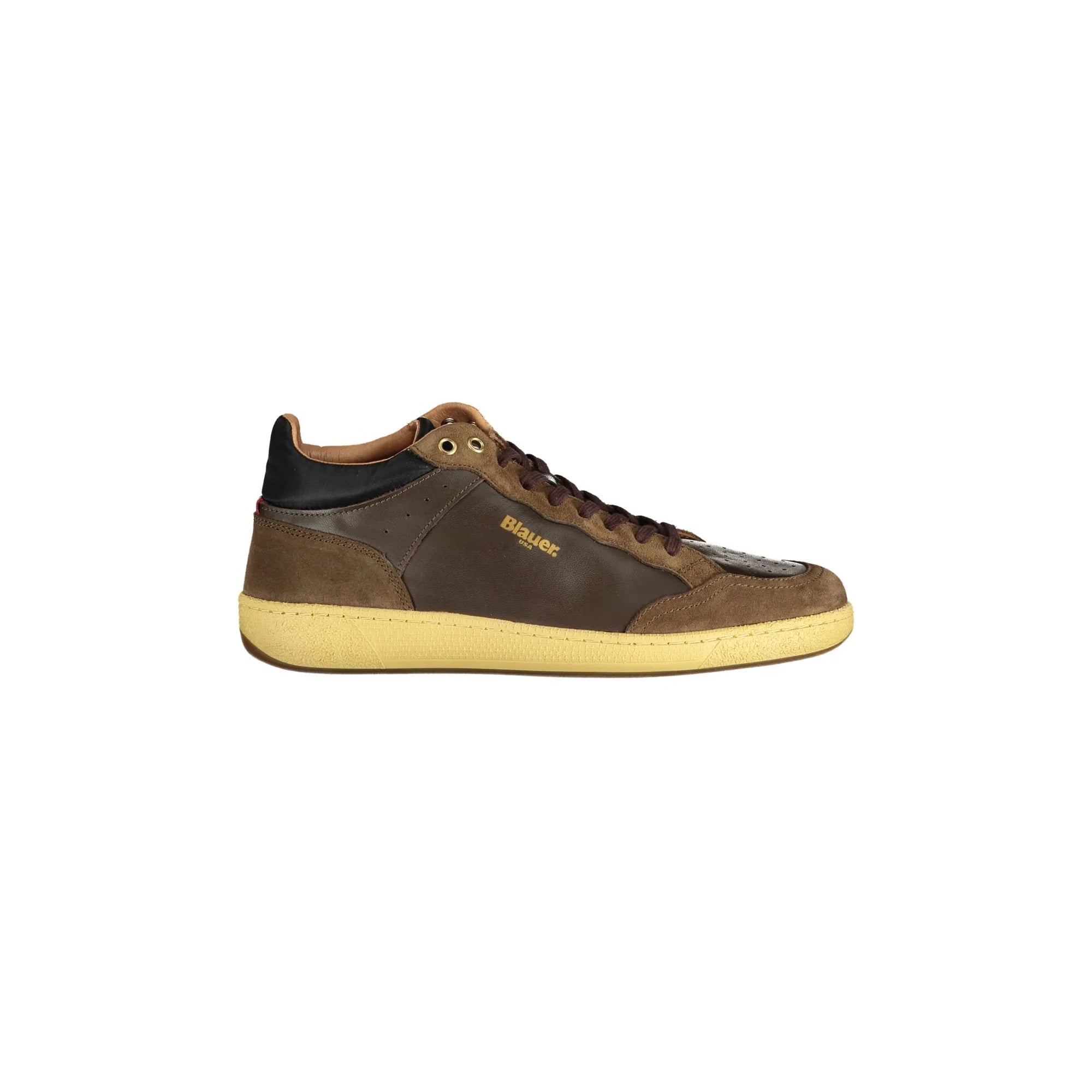 BLAUER Men's Brown Sneakers with Contrast Details