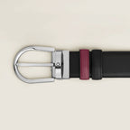 Montblanc Reversible Belt 35 mm Black/Cassis Leather with Horseshoe Buckle 199638