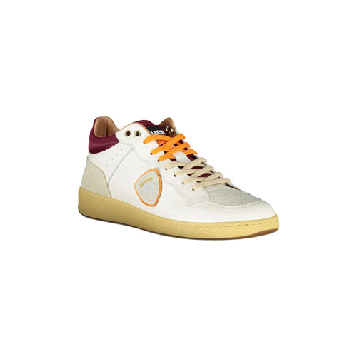 BLAUER Men's White Sneakers with Contrast Details