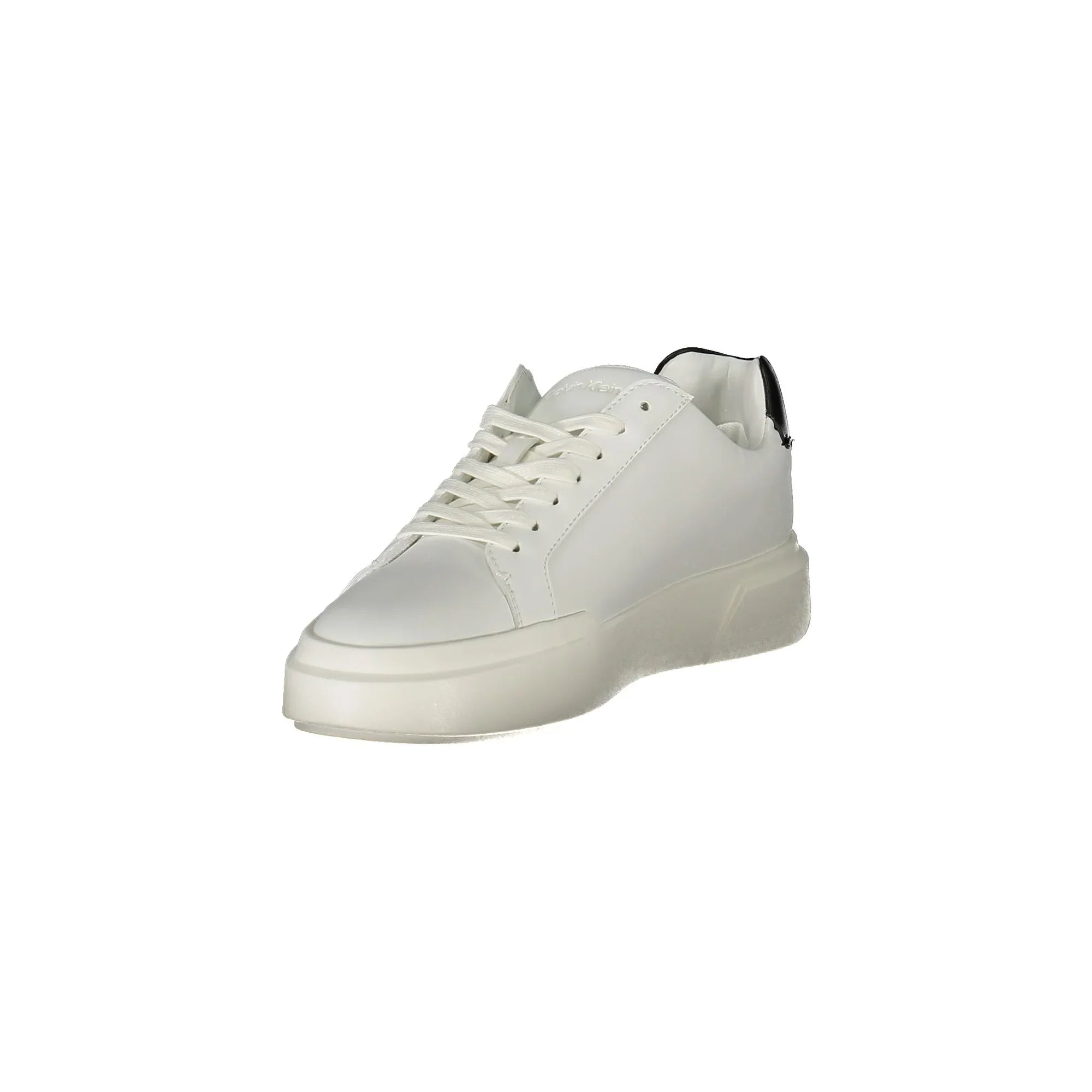 CALVIN KLEIN Women's White Lace-up Sneakers with Black Details