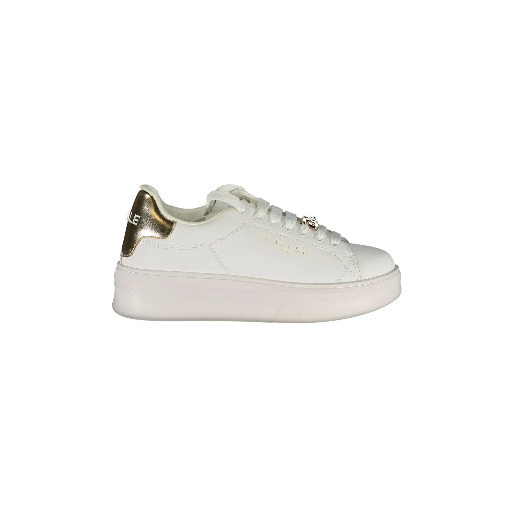 GAELLE PARIS Women's White Sneakers with Double Logo Laces