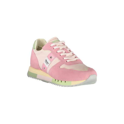 BLAUER Women's Pink Sneakers with Laces and Contrast Details