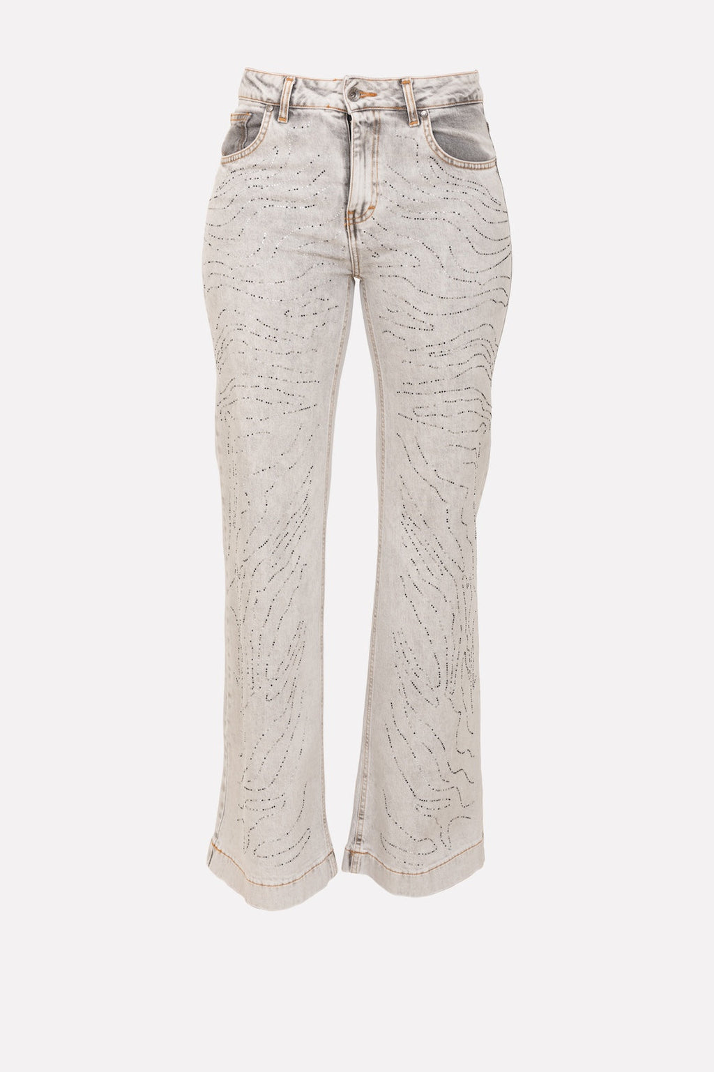 Applied Swarovski denim: trendy trousers with sparkling rhinestones