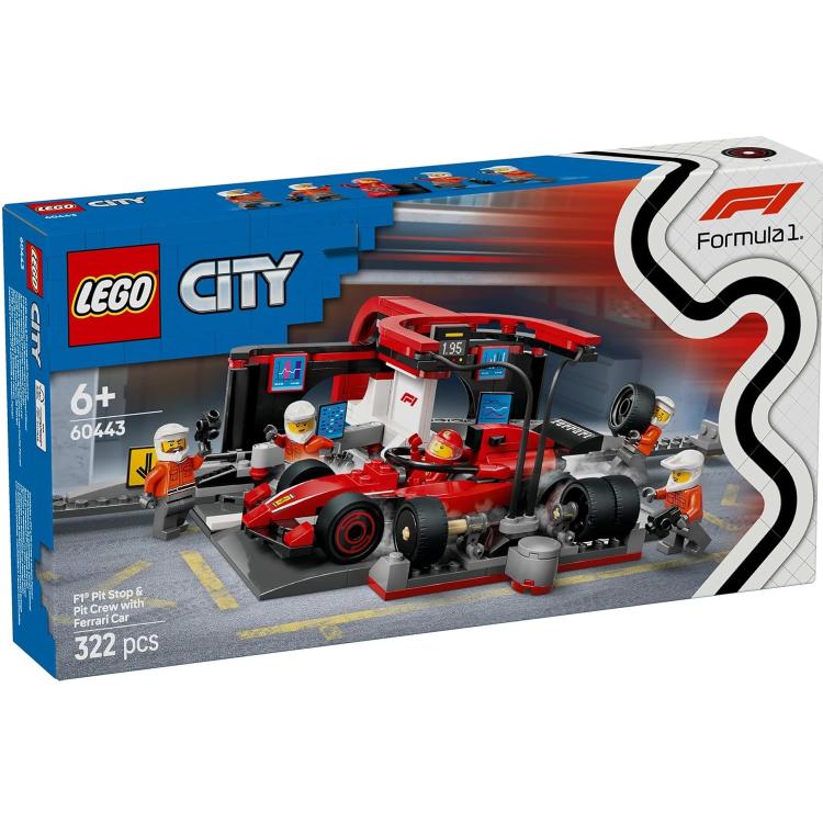 Lego - City 60443 (Pit Stop and Mechanics with Ferrari F1 Race Car) 322-Piece Set - 6+