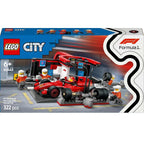 Lego - City 60443 (Pit Stop and Mechanics with Ferrari F1 Race Car) 322-Piece Set - 6+