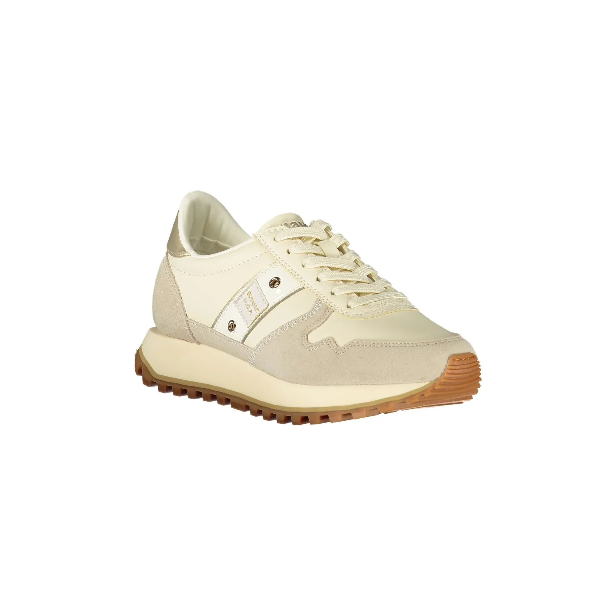 BLAUER Women's Beige Sneakers with Laces and Gold Details