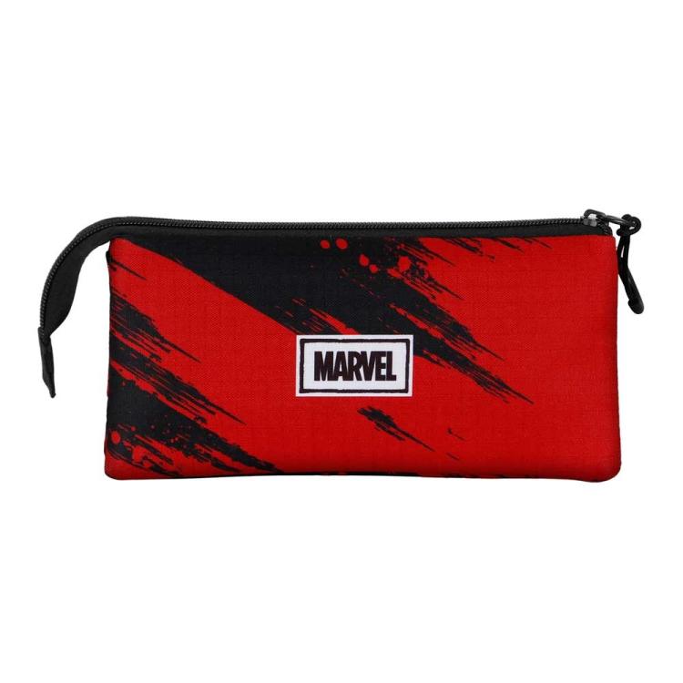 Marvel Triple Pencil Case (Deadpool) Bad - Disney Red Unisex School Pencil Holder