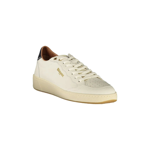 BLAUER Women's White Sneakers with Laces and Black Contrast Details