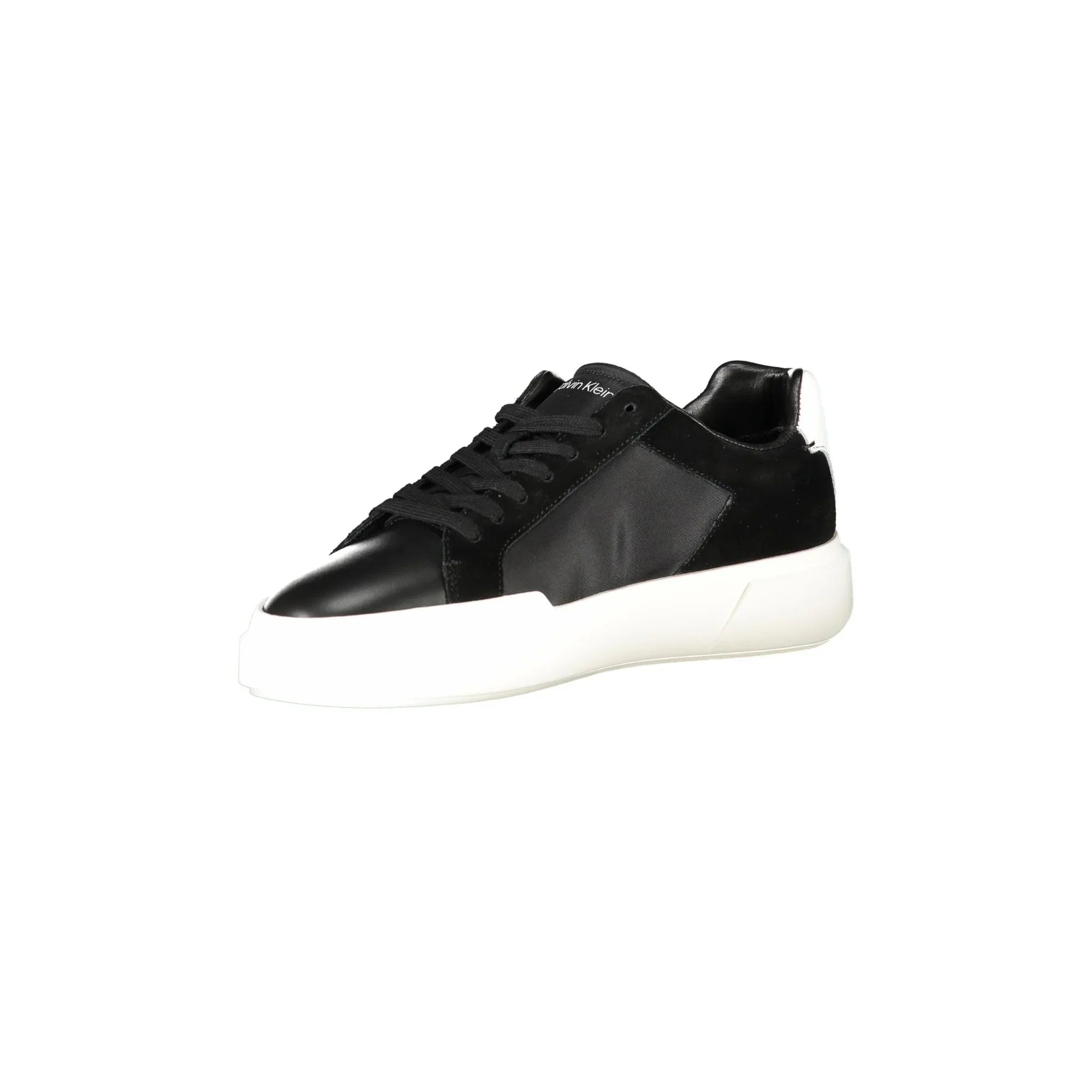 CALVIN KLEIN Men's Black Lace-up Sneakers with White Details