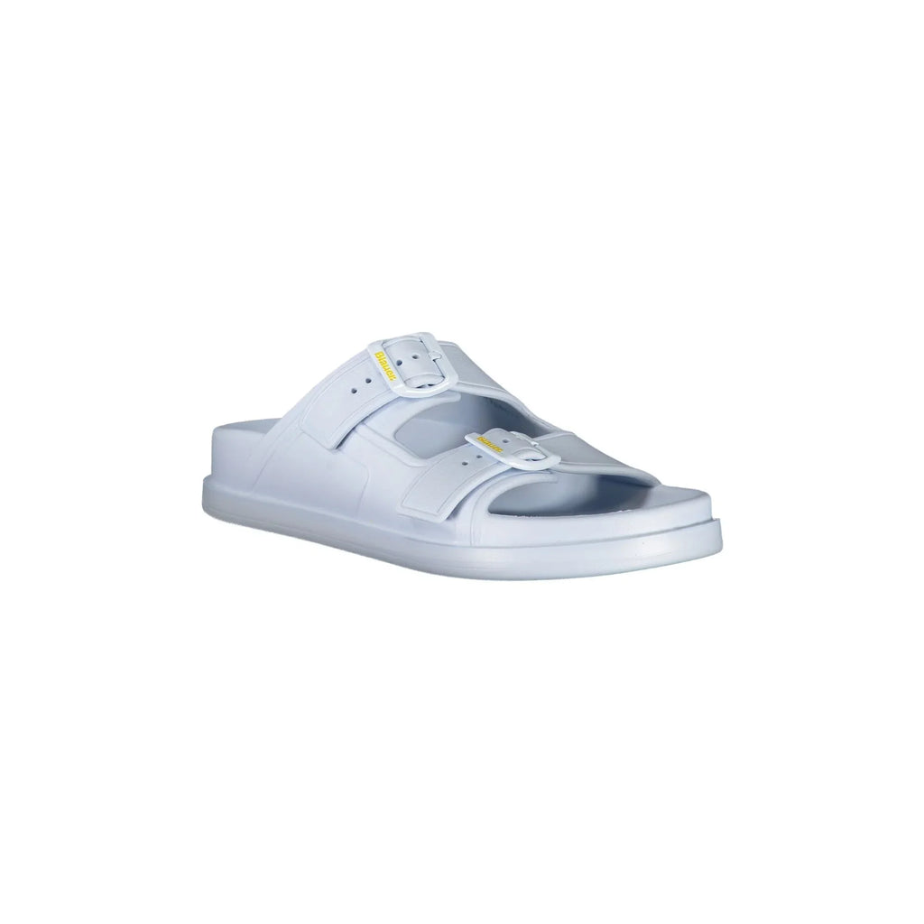 BLAUER Women's Light Blue Slippers with Double Adjustable Buckle